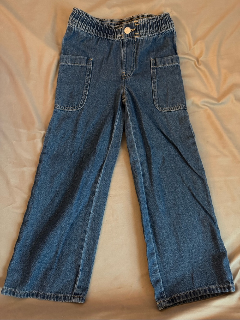 Girl’s Elastic Waist Dark Blue Jeans